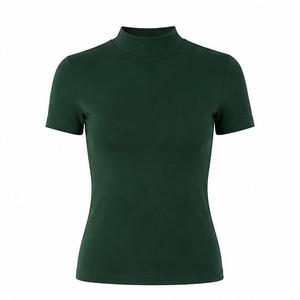 เสื้อยืดคอกลมแขนสั้นทรงเข้ารูปสำหรับผู้หญิง สีเขียวป่า รุ่น WMNTS-0014 ผ้าคอตตอนผสมอีลาสเทน น้ำหนักเบา ใส่ได้ทุกวัน - Product Image 1