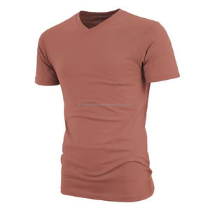 Camisetas de Cuello en V para Hombre al por Mayor, 100% Algodón, Color Sólido, Ropa Casual de Manga Corta, Transpirables, Ecológicas y de Alta Calidad - Product Image 4
