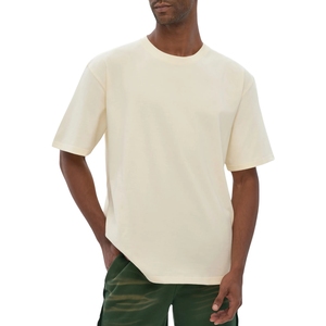 Custom Cream T Shirt Heavyweight Cotton Oversized Drop Shoulder Men Vintage Plain cream <b>White</b> Streetwear <b>Tee</b> - Product Image 5