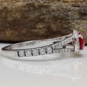 Anillo de Halo de Dos Vías con Corte Ovalado de Moissanita Roja y Rubí, de Plata Fina 925 Original, para Mujer, Regalo de Propuesta de Matrimonio para Ella - Product Image 4