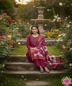 Ensemble haut-bas et dupatta en coton slub imprimé fantaisie, style festif, dernière collection de créateur, séchage rapide, taille unique, prix de gros, vêtement ethnique - Product Image 2