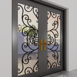 Puerta de Entrada de Hierro Forjado Premium con Adornos Decorativos y Acabado en Polvo Resistente para Decoración del Hogar - Product Image 1