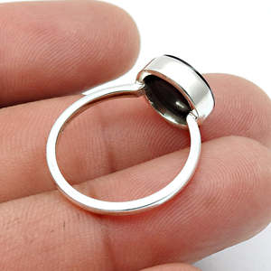925 <b>Sterling</b> <b>Silver</b> <b>Ring</b> Oxidized With Round Cut Striped Onyx Gemstone Statement Bezel <b>Set</b> Bohemian Jewelry Perfect For Gift - Product Image 3