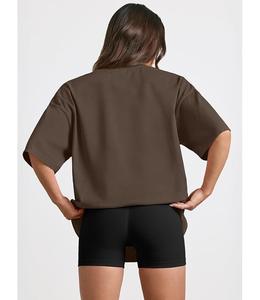 Nueva Llegada: Camiseta de Mujer 100% Algodón Sólido, Manga Media, Hombro Caído, Oversize, Casual, Holgada y Transpirable - Bangladesh - Product Image 4