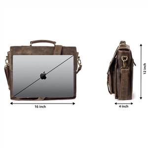 Genuine Leather Messenger Bag with Arcuate Shoulder Strap Detachable Handle Unisex Satchel <b>Briefcase</b> for Hunting - Product Image 3