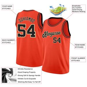 Camiseta de baloncesto personalizada en naranja, negro y crema, con nombre y número del equipo, uniforme de malla, ropa deportiva de alto rendimiento - Product Image 2