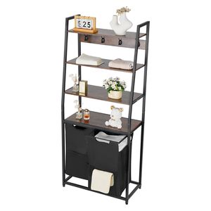 Cesto Portabiancheria a 4 Livelli con Ripiani e Ganci, Organizzatore Indipendente a 2 Sezioni in 600D - Product Image 1