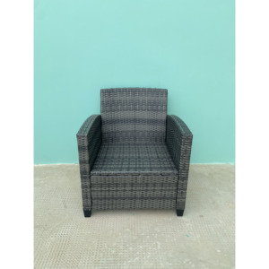 3-Piece PE Rattan Patio <b>Bistro</b> Set with Comfortable Cushioned Armchairs and Stylish Glass-Top Side <b>Table</b> for Outdoor Garden Use - Product Image 4