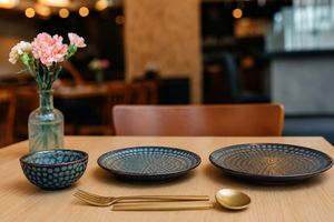 Luxury Blue Stoneware <b>Plate</b> – Handmade <b>Ceramic</b> Tableware Handcrafted Blue <b>Ceramic</b> Dinner <b>Plate</b> – Rustic Stoneware - Product Image 4