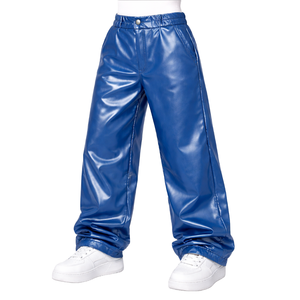 Pantalones de Cuero Negros Clásicos para Hombre, Cintura Baja, Elásticos, Ajustados, con Bolsillo, Traje de Discoteca, Ropa de Club Personalizada - Product Image 1