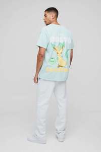 T-shirt à manches courtes et col rond bleu clair pour homme Pokémon, coupe classique, jersey décontracté imprimé - Product Image 2