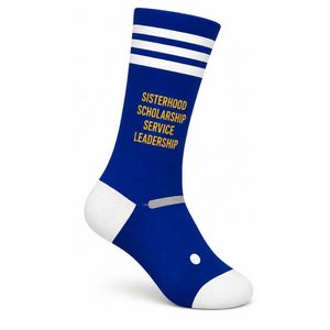 <b>Women's</b> Wholesale Cotton Blend Crew <b>Socks</b> Custom Embroidered Greek Letter Pattern Comfortable Stretchable Fashion <b>Socks</b> - Product Image 5
