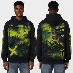 Sudadera con Capucha Negra Unisex con Diseño de Cremallera, Estampado por Sublimación, Felpa Francesa, Transpirable, Informal, para Primavera, Corte Holgado - Product Image 1