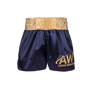 Shorts de boxe unisexe Askar bleu marine coupe classique imprimé numérique devant 100% polyester élasthanne 140g léger respirant séchage rapide - Product Image 1
