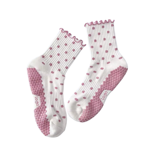 Wholesale Custom Ruffle Dual <b>Grip</b> Non-Slip Autumn Knitted Pilates <b>Socks</b> Women Youth Breathable Cotton Yoga Barre Custom Logo - Product Image 4