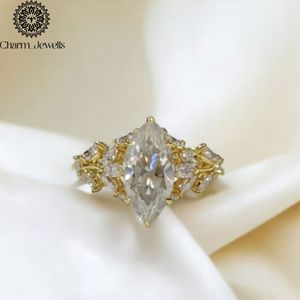 แหวนหมั้นเพชรโมอิสซาไนต์ทรงคุชชั่น Charm_Jewells ชุบทอง 18K แบบหนามเตย ดีไซน์คลาสสิกสำหรับผู้หญิง ได้รับการรับรองจาก IGI - Product Image 2