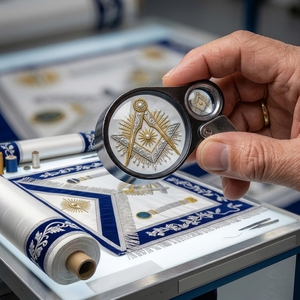 Tablier maçonnique fait main pour ancien maître maçon, en velours bleu roi, broderie en fils d'argent, avec franges, pour la loge bleue et les insignes maçonniques - Product Image 4