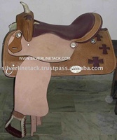 Selle indienne en cuir véritable de style occidental confortable pour les cavaliers