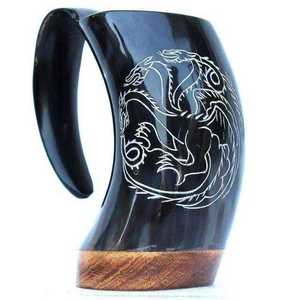 Mug à boire en corne de buffle naturel de qualité supérieure, artisanal, logo personnalisé disponible - Product Image 1