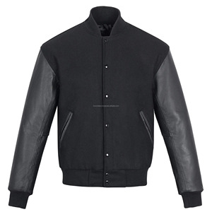 Veste universitaire sur mesure MONO RIDERS MR-VJ-14 - Extérieur en cuir véritable, col rond, rembourrage 100% polyester, construction sans couture - Product Image 2