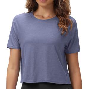 Camiseta Corta para Mujer, Ajuste Holgado, Manga Corta, para Yoga y Gimnasio, con Logotipo Personalizado, Ropa Deportiva al por Mayor - Product Image 4