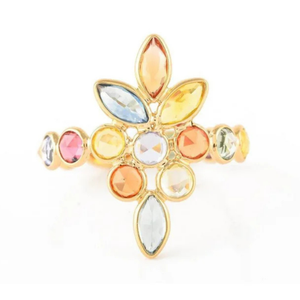 แหวนแต่งงานผู้หญิงประดับโอปอลและไพลินทรงมาร์คีส์ชุบทองคำขาว 14K - Product Image 2