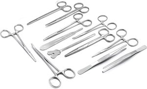 Juego de 13 Piezas de Instrumentos Quirúrgicos Menores Básicos, Incluye Pinzas, Tijeras, Portaagujas, Caja de Esterilización de Acero Inoxidable con Tapa - Product Image 2