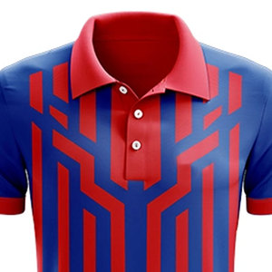 เสื้อโปโลชายสีน้ำเงินแดงลายทาง แขนสั้น สวมใส่สบาย ระบายอากาศได้ดี ลายพิมพ์ ผ้าทอ ทรงปกติ - Product Image 6