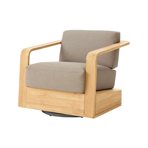 Sillón Giratorio Premium para Exteriores, Madera de Teca Sólida, Cojines Tapizados, Base Giratoria, Diseño Ergonómico, Muebles de Lujo para Hotel - Product Image 1