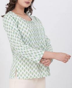 เสื้อผ้าผู้หญิงคุณภาพเยี่ยม งานฝีมือพื้นเมือง ผ้าฝ้ายทอมือ พิมพ์ลายบล็อก เป็นมิตรกับสิ่งแวดล้อม ระบายอากาศได้ดี เหมาะสำหรับใส่ลำลองในฤดูร้อน มีจำหน่ายในราคาที่ดีที่สุด - Product Image 4