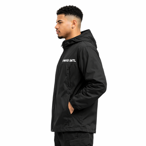 Blousons bomber surdimensionnés à fermeture éclair, personnalisés, légers, respirants, en nylon imperméable, noirs unisexe pour hommes - Product Image 3