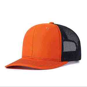 Casquette Trucker en Maille Orange et Noire à 6 Panneaux, Réglable avec Fermeture Snapback, Style Décontracté, Idéale Printemps-Été, Unisexe Adulte - Product Image 1