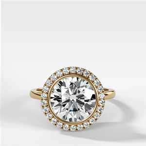 Bagues de fiançailles en diamant de laboratoire rond de 3 carats en or massif 14K 18K avec halo serti, bagues de mariage solitaires uniques en gros - Product Image 1