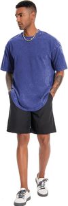 T-shirt personnalisé pour homme, effet délavé, streetwear, hip hop, 100% coton, avec logo, surdimensionné, vintage - Product Image 2