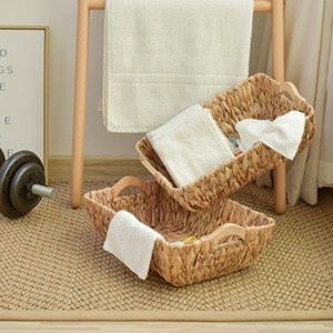 asket Set (Set of 2), Natural Water Hyacinth <b>Storage</b> <b>Basket</b>, Multi-Functional <b>Storage</b> <b>Basket</b>,<b>Wicker</b> Woven <b>Baskets</b> with Handles - Product Image 4