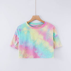 T-shirt court ajusté de haute qualité pour femmes et filles, logo personnalisé, teinture unie, respirant, écologique, style streetwear - Product Image 5