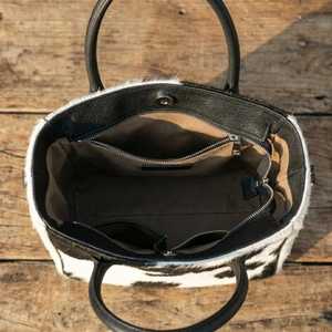 Sac fourre-tout en cuir véritable fait main de haute qualité avec broderie, couleur unie, fermeture éclair, grand sac à main LHTB-0053 - Product Image 5