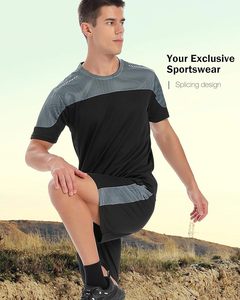 Paquete de 2 camisetas deportivas de cuello redondo de secado rápido para hombre |   Conjunto de Camiseta Deportiva de Manga Corta para Gimnasio y Entrenamiento - Product Image 1
