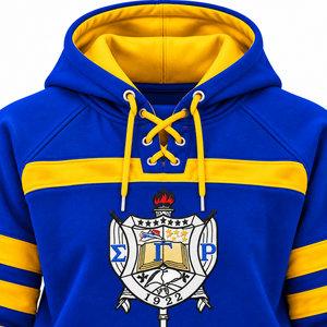 Sigma Gamma Rho Royal <b>Blue</b> Gold Hockey <b>Hoodie</b> Premium Fleece Lace up Neck <b>Women</b> Winter Pullover - Product Image 6