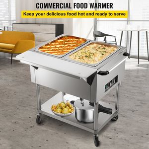 Scaldabagno elettrico commerciale professionale da tavolo a vapore in acciaio inossidabile a 2 pentole da 0 100 gradi C gamma ruote chiudibili a chiave per Catering - Product Image 2
