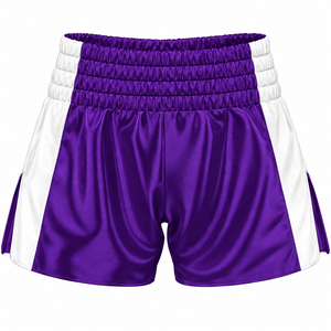 SHH Industries Muay Thai <b>Shorts</b> Lightweight Breathable 100% Polyester Purple White Custom Fight Mixed Martial Arts Training Gear - Product Image 4