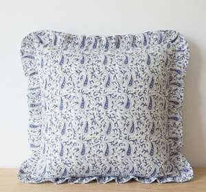 Funda de Almohada Hecha a Mano con Estampado de Bloques de Algodón, Cuadrada, con Diseño Floral Colorido, Estilo Vintage, con Volantes, para el Hogar o Hoteles - Product Image 6