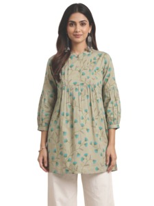 Camisa Casual de Verano para Mujer, de Rayón, con Estampado Floral, Cuello Mao, Manga Tres Cuartos, Secado Rápido, Protección Solar, Largo hasta el Tobillo - Product Image 1
