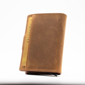 [Selección Popular] Cartera Inteligente de Alta Calidad Castello Vintage de Cuero Crazy Horse con Bloqueo RFID, Tarjetero de Aluminio, Delgada, para Hombre, en Poliéster Oscuro - Product Image 2