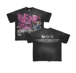 Camisetas de Manga Corta con Dobladillo Desgastado y Efecto Descolorido por el Sol, de Algodón Puro de Alta Calidad, Fabricadas en Fábrica, con MOQ Bajo y Estampado - Product Image 1