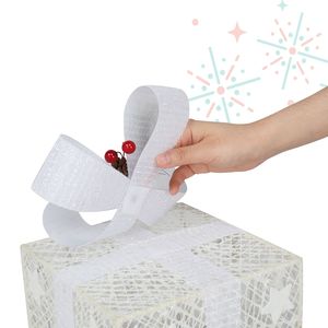 Decorazioni per Feste: Set di 3 Supporti Quadrati in Plastica con Luci LED Bianco Caldo e Confezione Regalo - Product Image 3