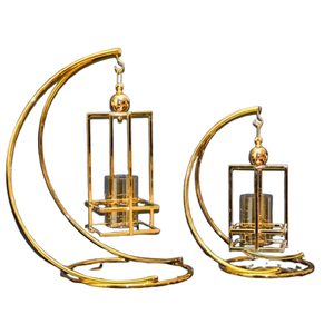 Porte-bougie suspendu en fil métallique de haute qualité, plaqué or, pour cire de paraffine, durable, fait main, idéal pour les fêtes de Noël - Product Image 1