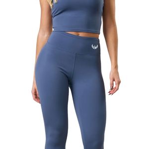 Legging femme bleu acier taille haute extensible sculptant pour le fitness, le sport et la gym - Product Image 4