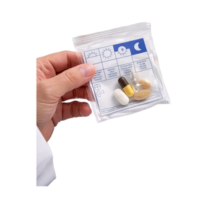 Sac à fermeture éclair médical en LDPE imprimé sur mesure pour la distribution de médicaments en pharmacie, à utiliser en clinique hospitalière avec un emballage de pilules refermable - Product Image 1