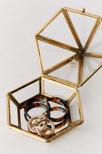 Glass Jewelry Box With Lid Polygon Shape Modern Luxury Design Hinged 1 Layer <b>Storage</b> Container For Rings And Accessories - Product Image 5